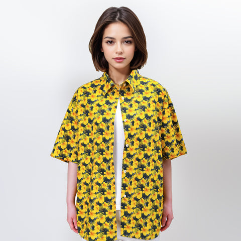 Unisex - Summer Flower Button Up Adult Shirt