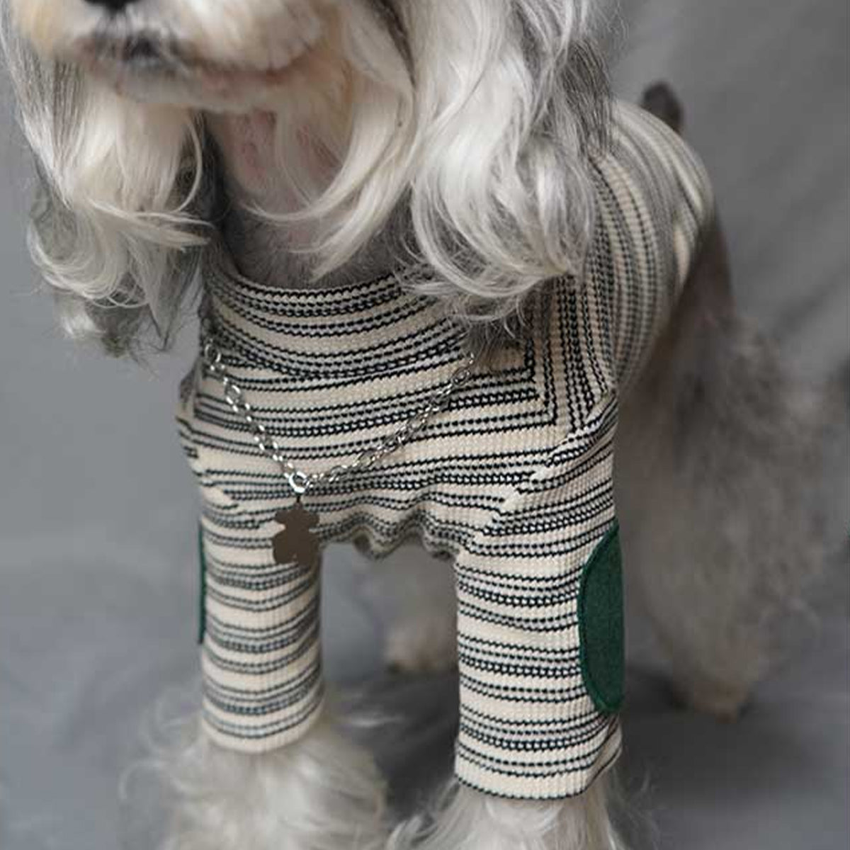 Pupwonders | Knitted Striped Dog T-shirt,Black
