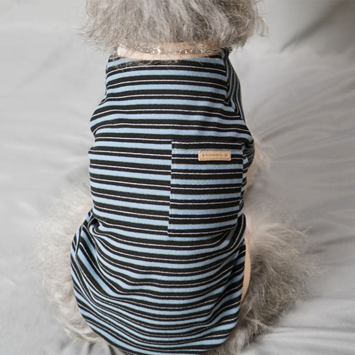 Pupwonders | Striped Velour Dog T-shirt,Brown,Blue,Green,Black