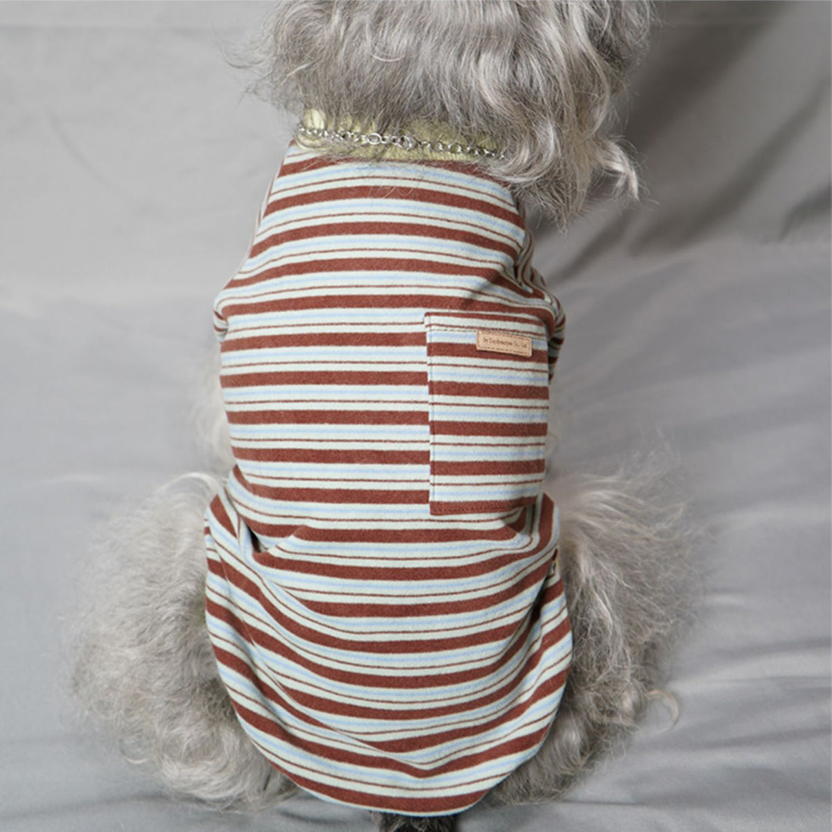 Pupwonders | Striped Velour Dog T-shirt,Brown,Blue,Green,Black