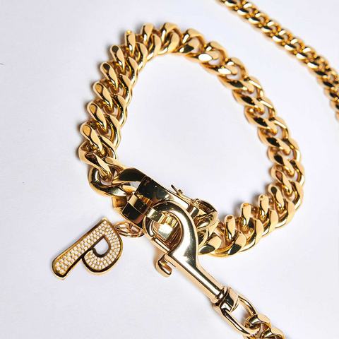 Pupwonders | Cuban Link Chain Dog Collar - Gold,Gold