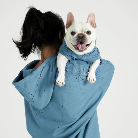 Splash Ink Art Cotton Dog Hoodie - Blue