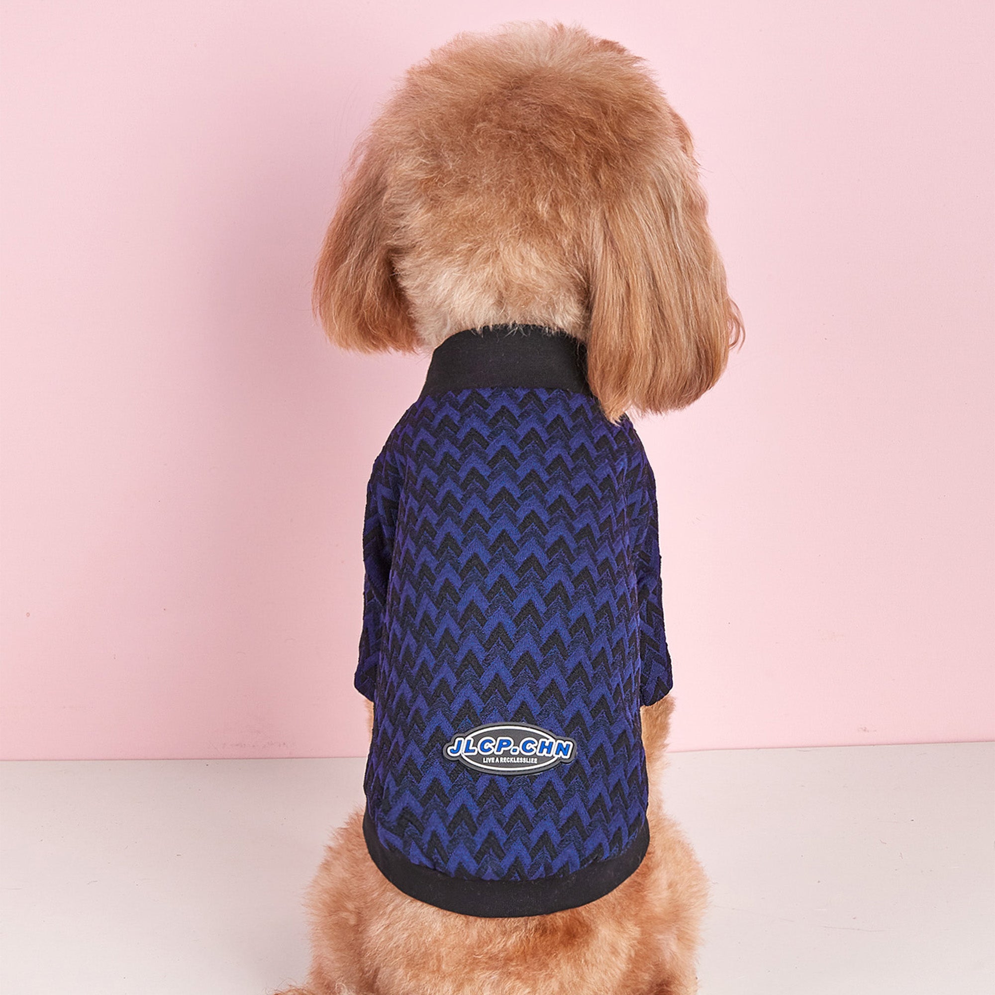 Pupwonders | High-Neck Jacquard Knit Dog Sweater,Blue