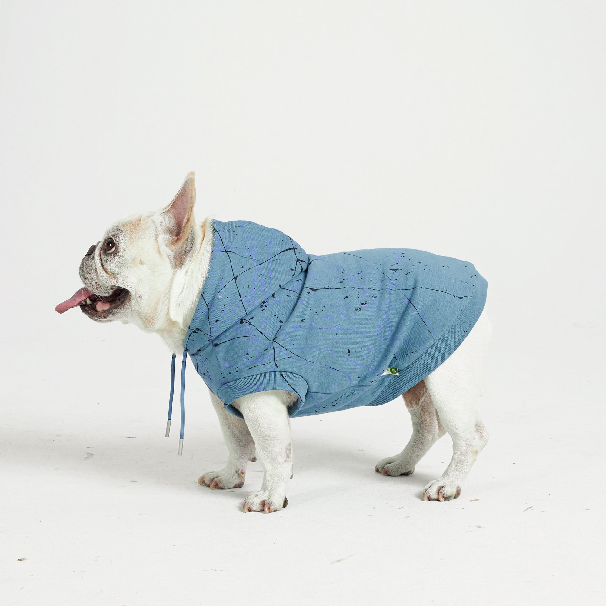 Splash Ink Art Cotton Dog Hoodie - Blue