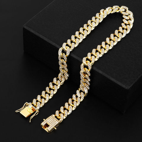 Pupwonders | Cuban Link Chain Dog Collar,Gold,Silver