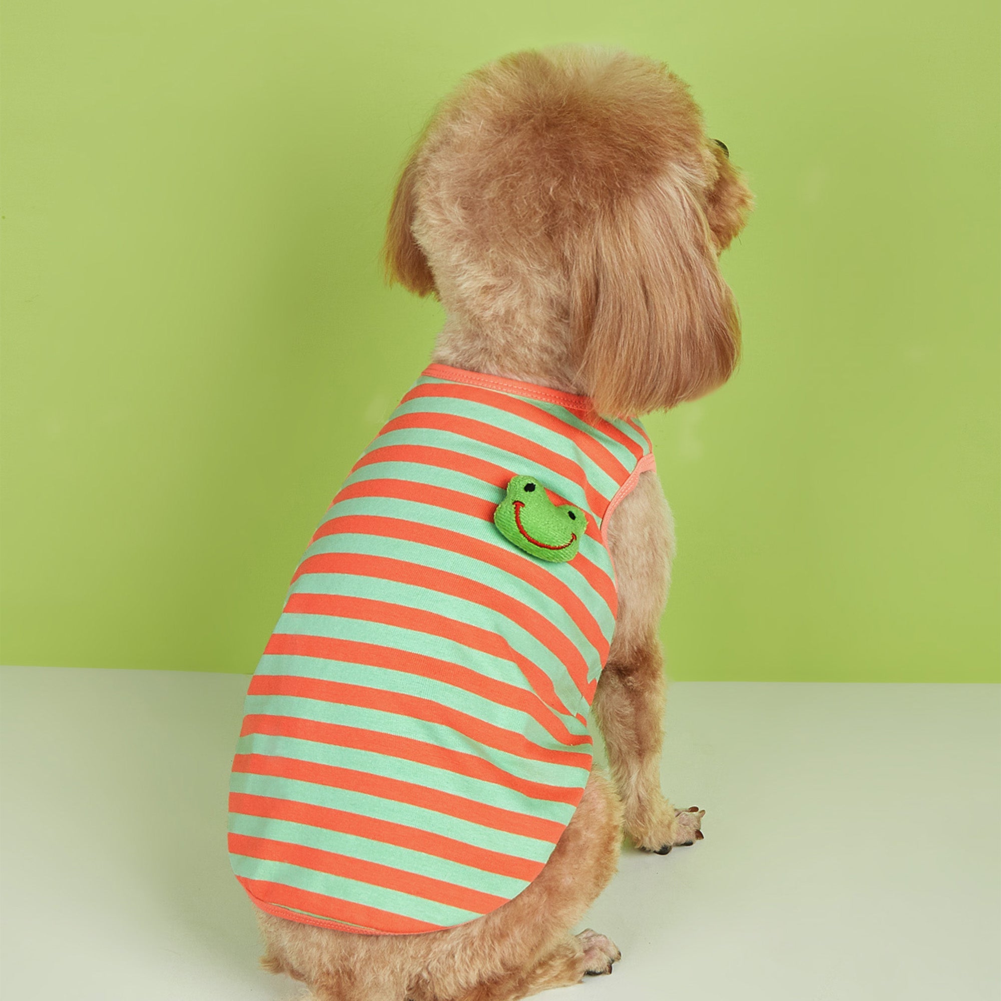 Pupwonders | Sleeveless Striped Dog T-shirt,Orange