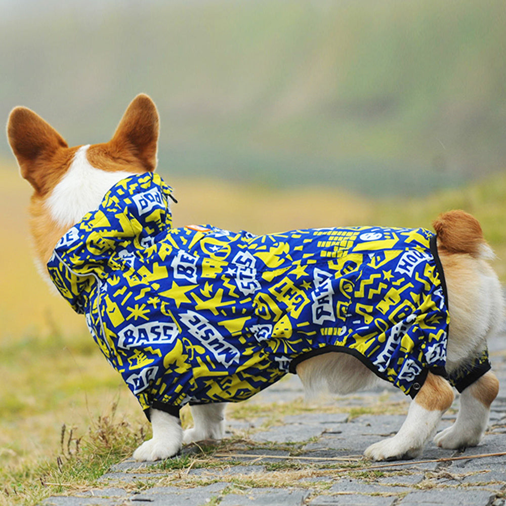 Corgiology | Dog Raincoat for Medium-above Size (For Corgi),Blue