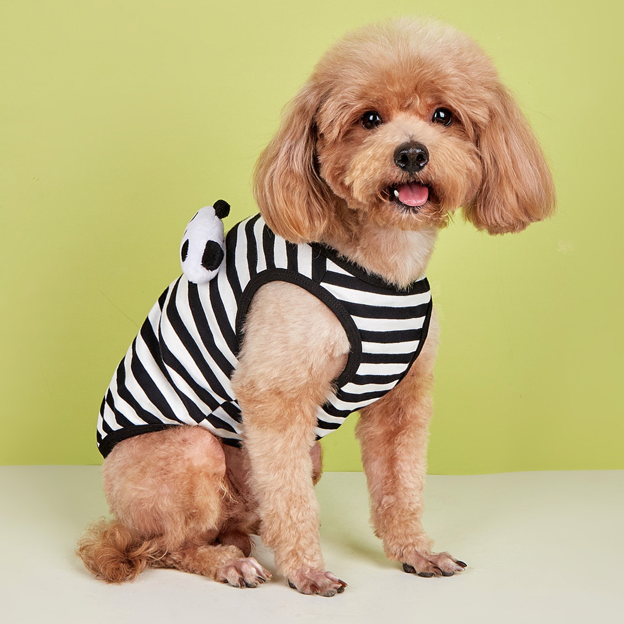 Pupwonders | Sleeveless Striped Dog T-shirt,Black