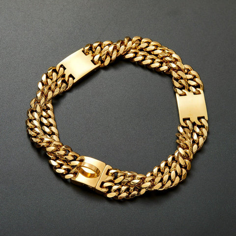 Pupwonders | Cuban Link Chain Dog Collar - Gold,Gold