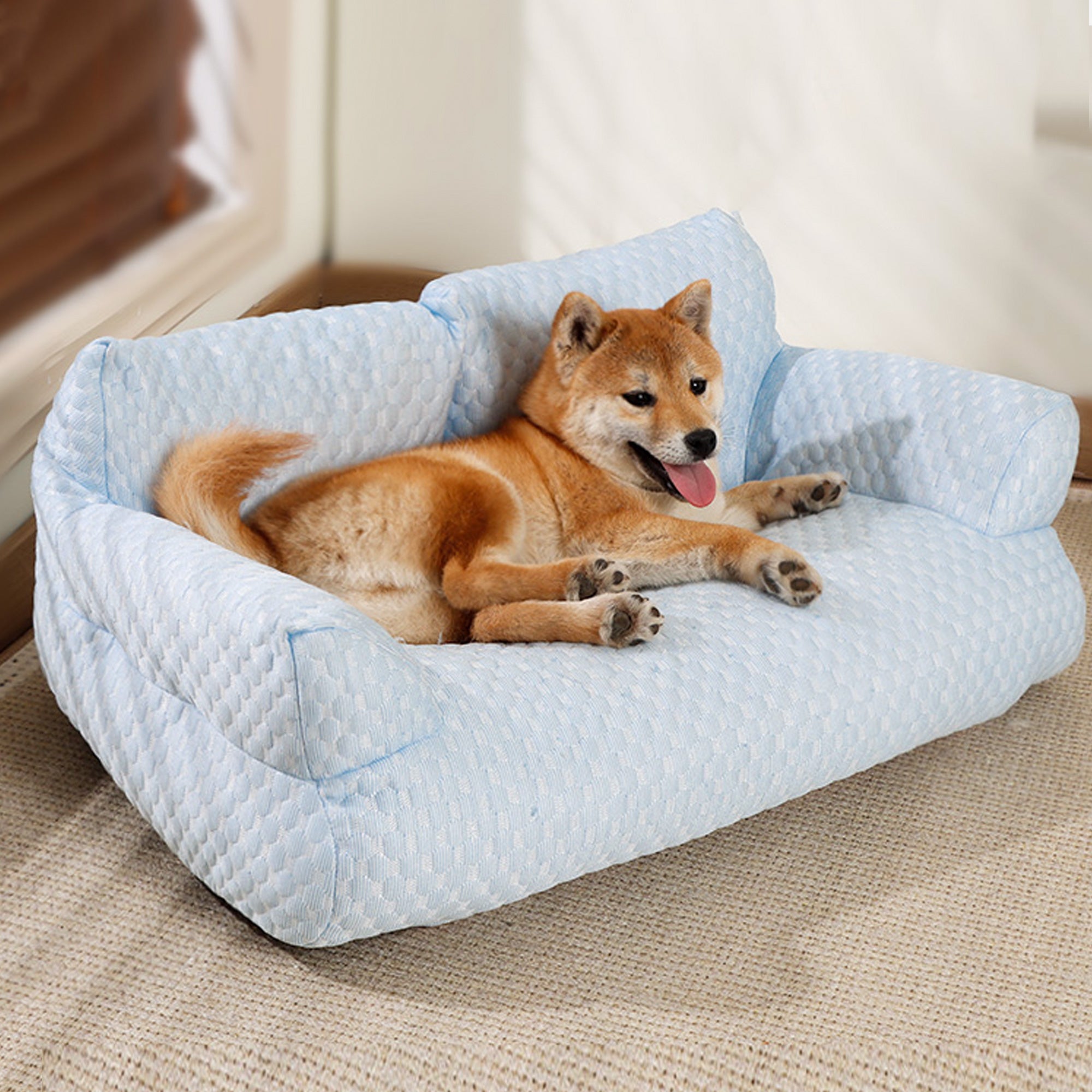 Ice Silk Cooling Dog Bed,Blue