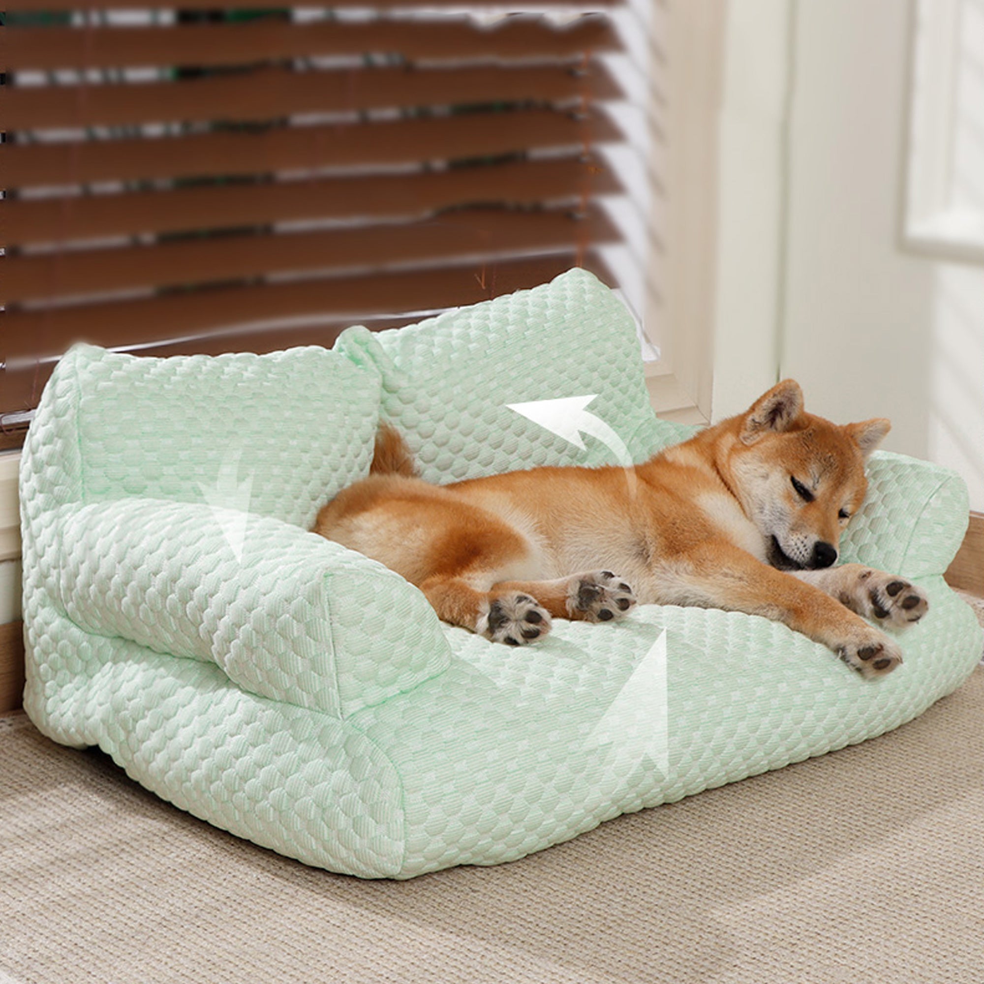 Ice Silk Cooling Dog Bed,Green
