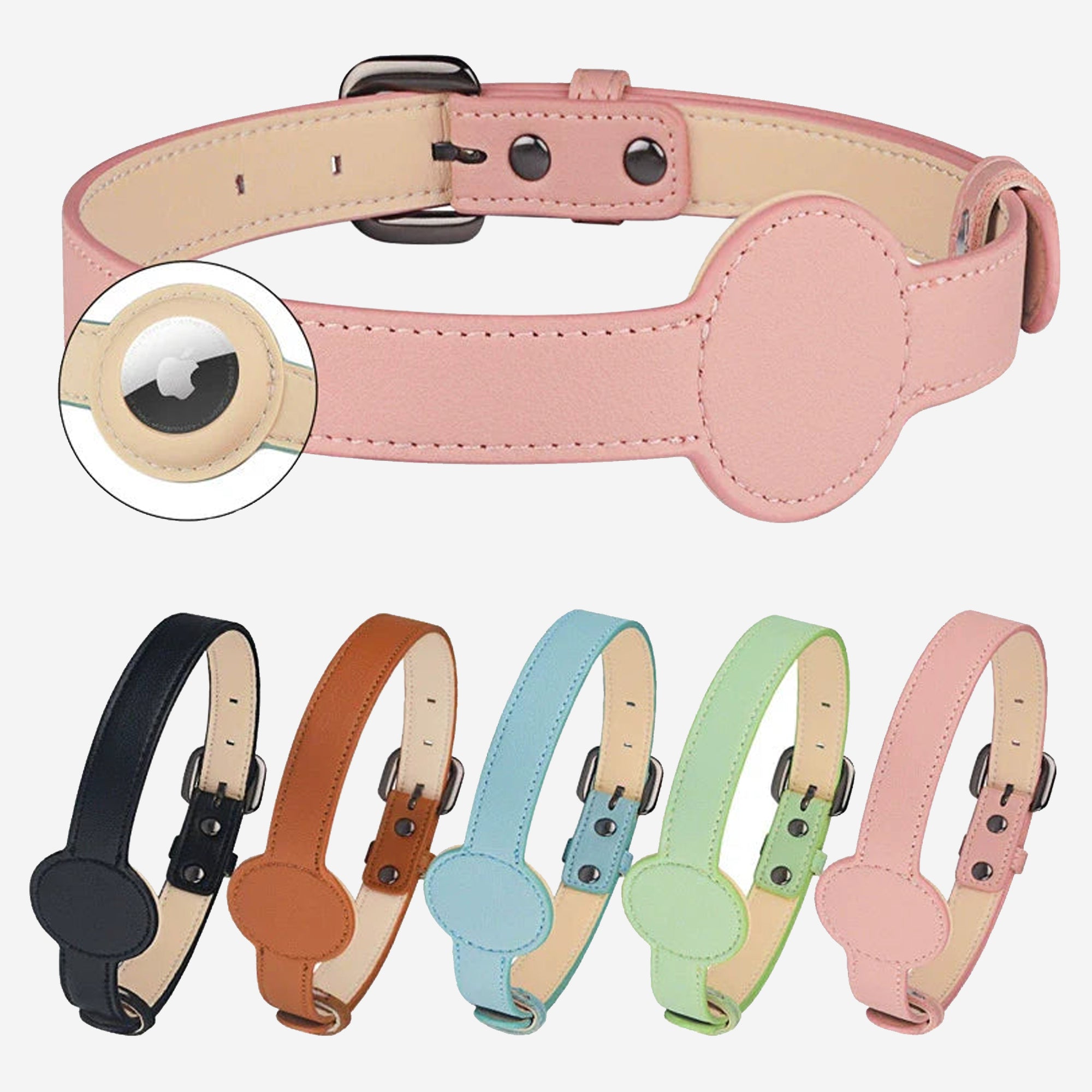 Pupwonders | Airtag Dog Collar,Black,Pink,Brown,Blue,Green