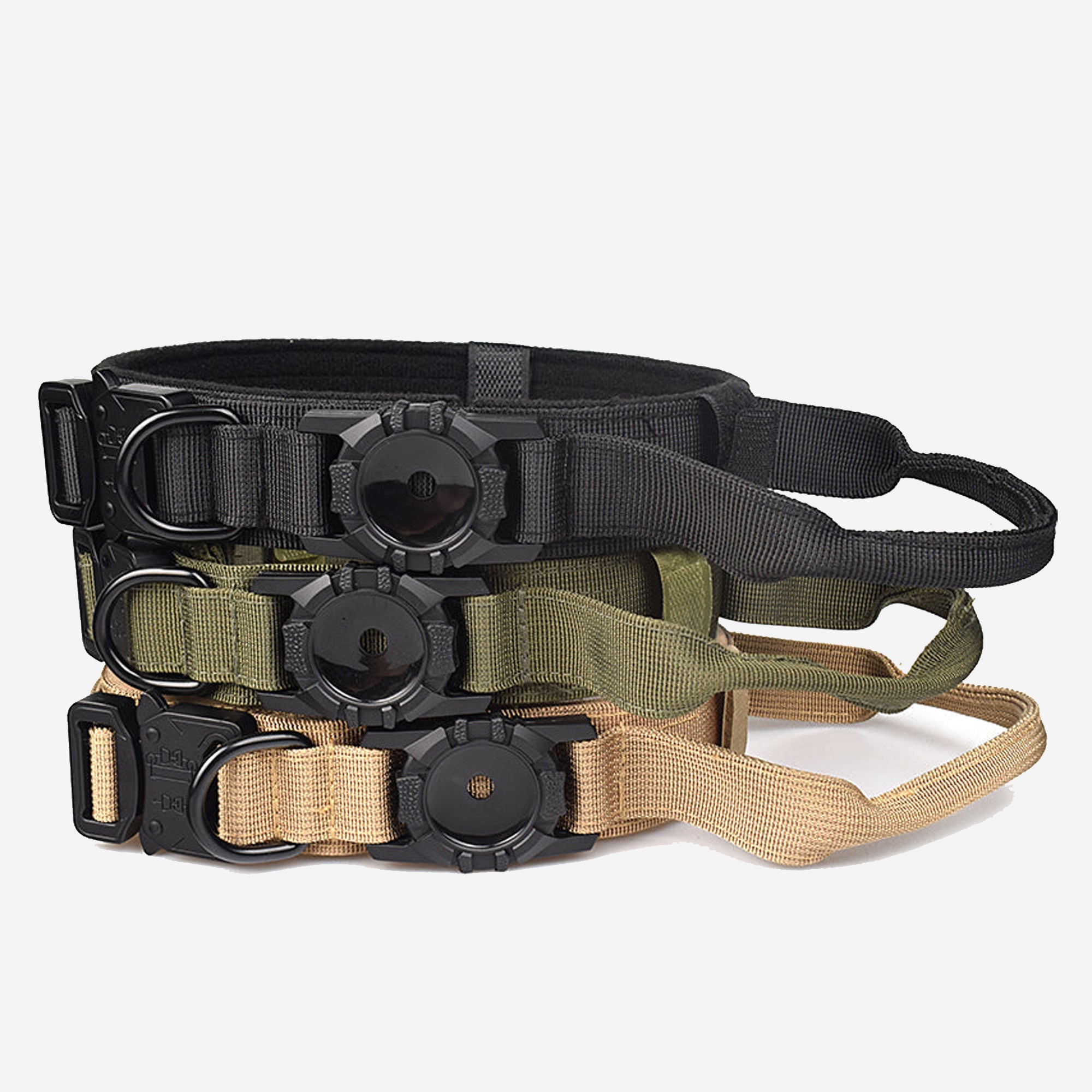 Pupwonders | AirTag Dog Collar w/ Tactical Handle,Brown,Green,Black