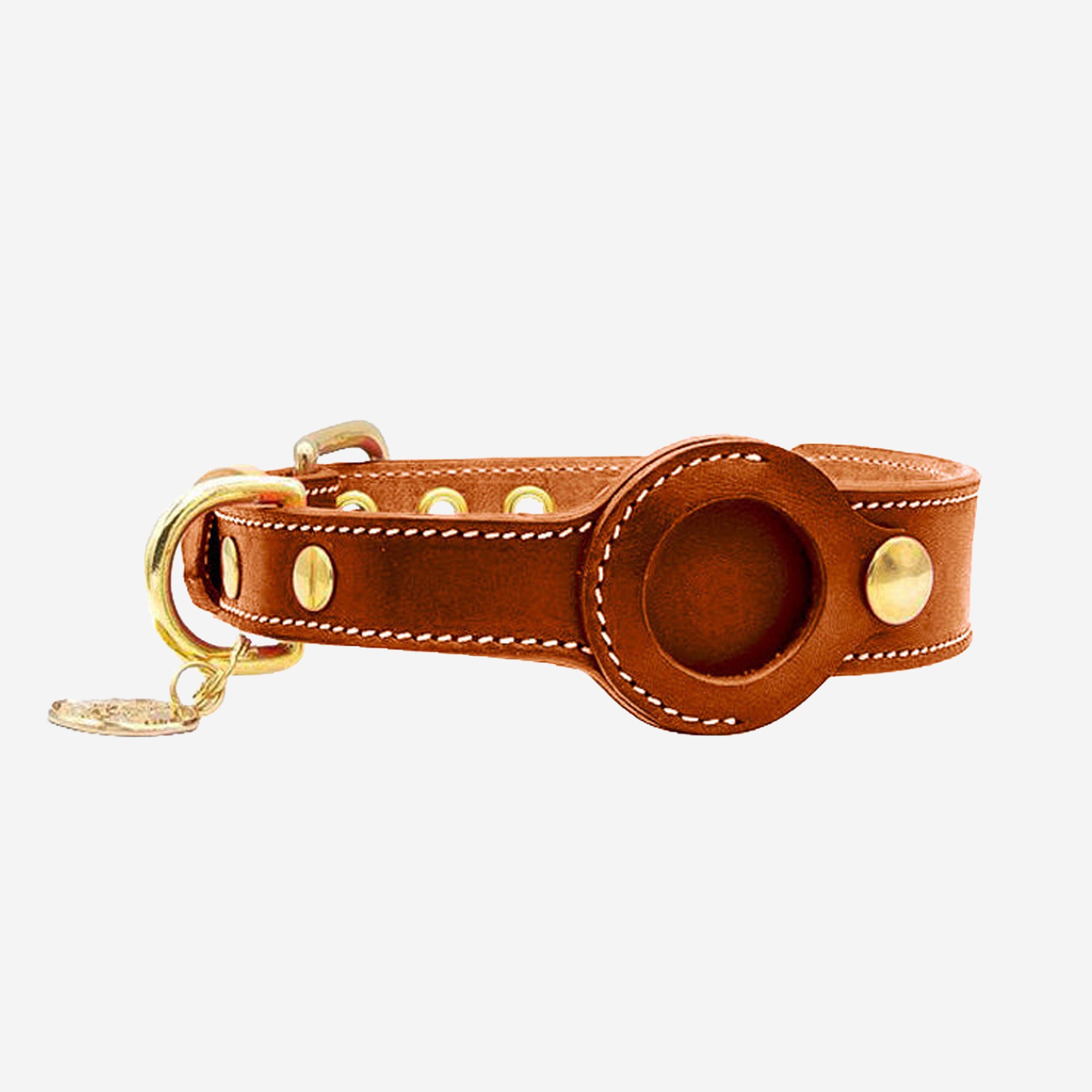 Premium Genuine Leather AirTag Dog Collar