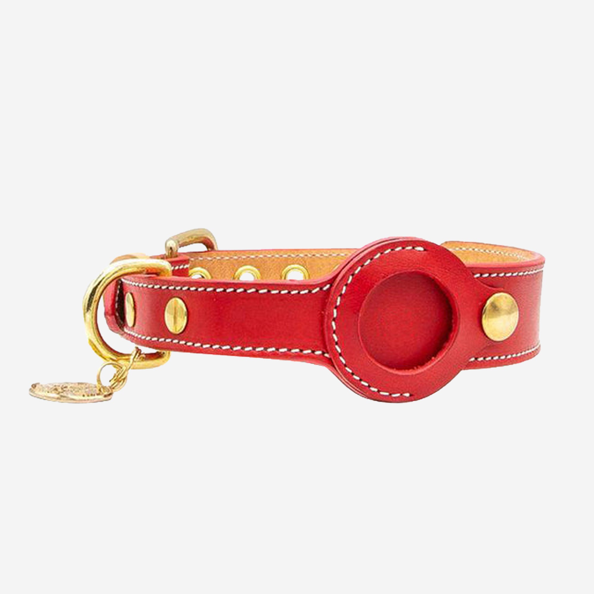 Premium Genuine Leather AirTag Dog Collar