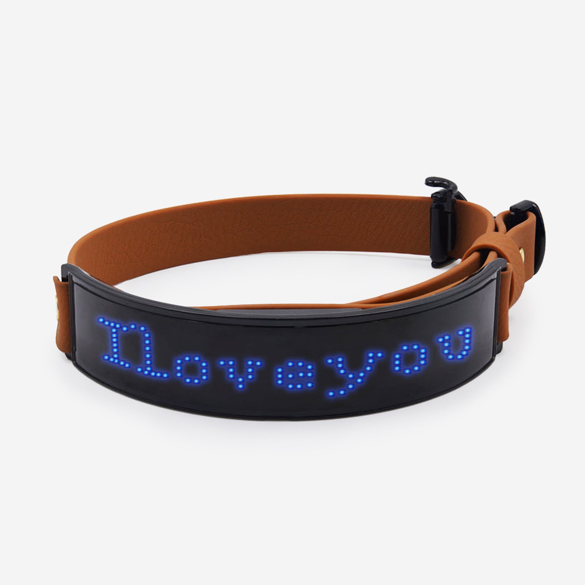 Pupwonders | Faux Leather LED Display Dog Collar,Black,Brown