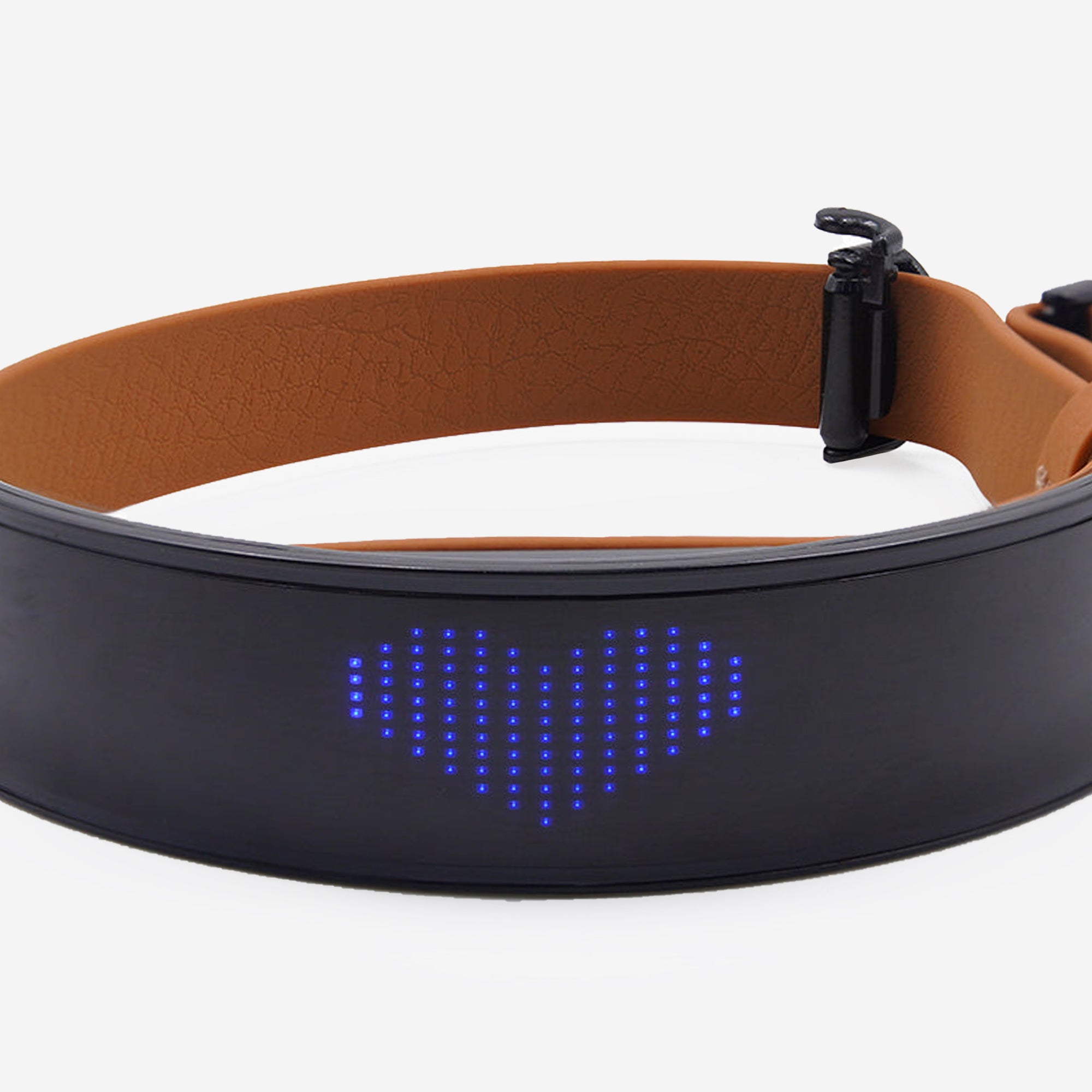 Pupwonders | Faux Leather LED Display Dog Collar,Black,Brown