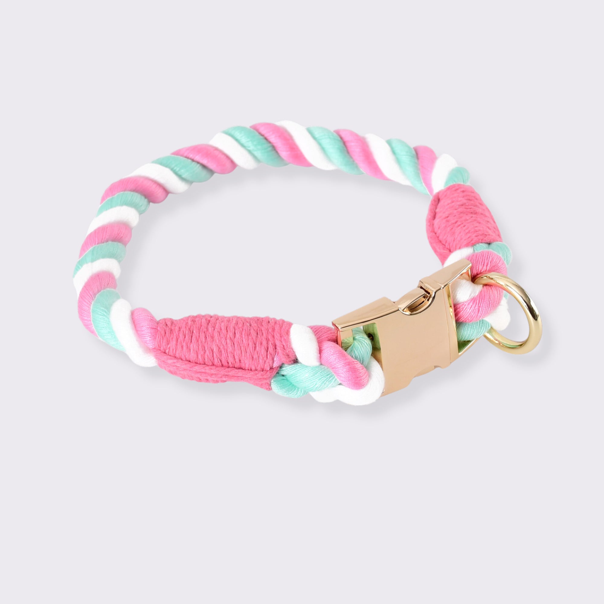 Pupwonders | Rainbow Handmade Braided Pet Collars Pink / S