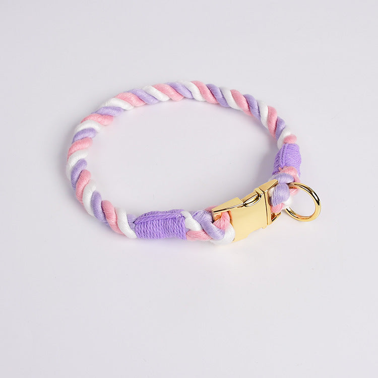 Pupwonders | Rainbow Handmade Braided Pet Collars Purple / S