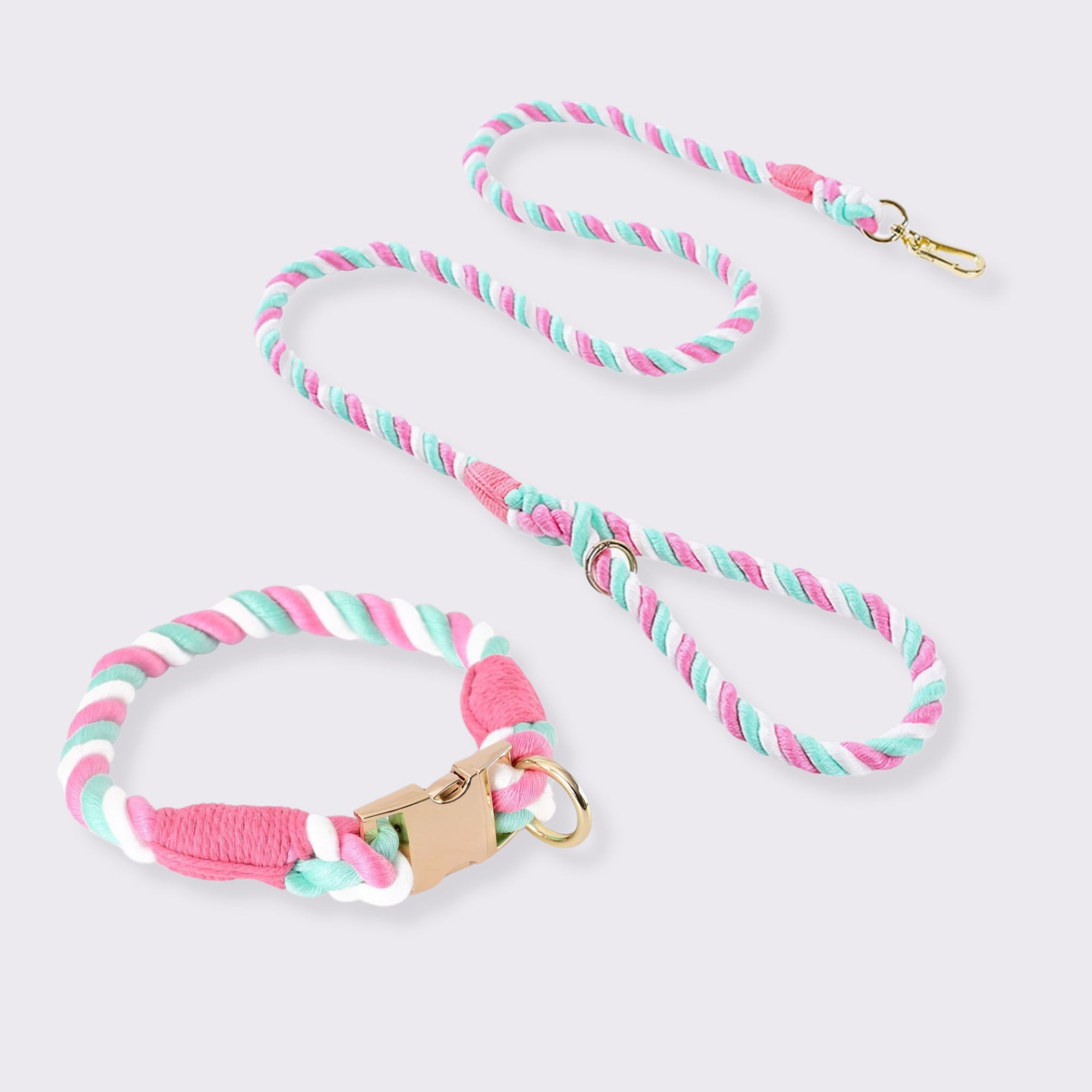 Pupwonders | Rainbow Handmade Traction Rope Walking Kit Pink / XS