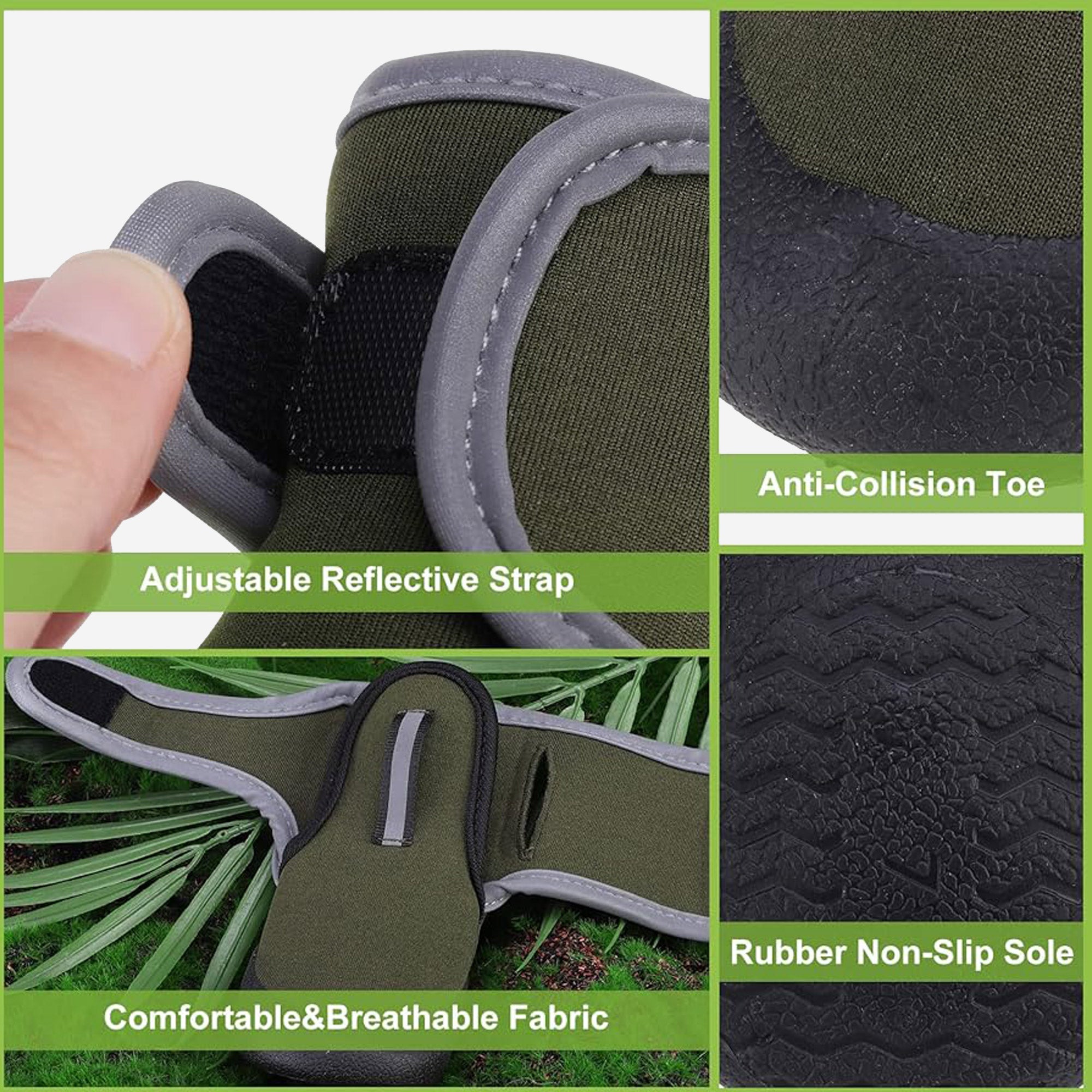 Anti-Slip Dog Boots,Green,Black